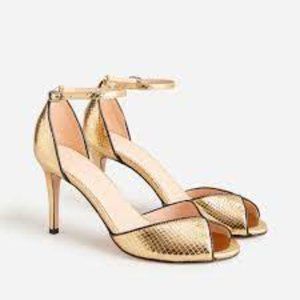New Rylie peep-toe heels in snake-embossed Italian leather in size 6.5